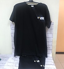 Печать на черных футболках в 2 цвета
